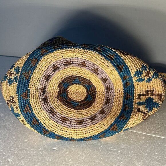 Subtle Luxury Raffia Graphic Natural Woven Tote Bag beach aztec travel southwest - Picture 4 of 8